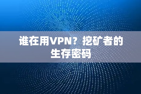 谁在用VPN？挖矿者的生存密码