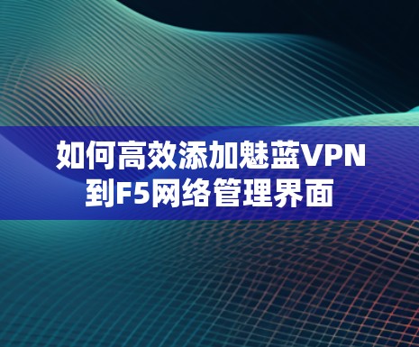 如何高效添加魅蓝VPN到F5网络管理界面 如何高效添加魅蓝VPN到F5网络管理界面