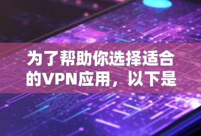 为了帮助你选择适合的VPN应用,以下是一些步骤和建议 为了帮助你选择适合的VPN应用,以下是一些步骤和建议